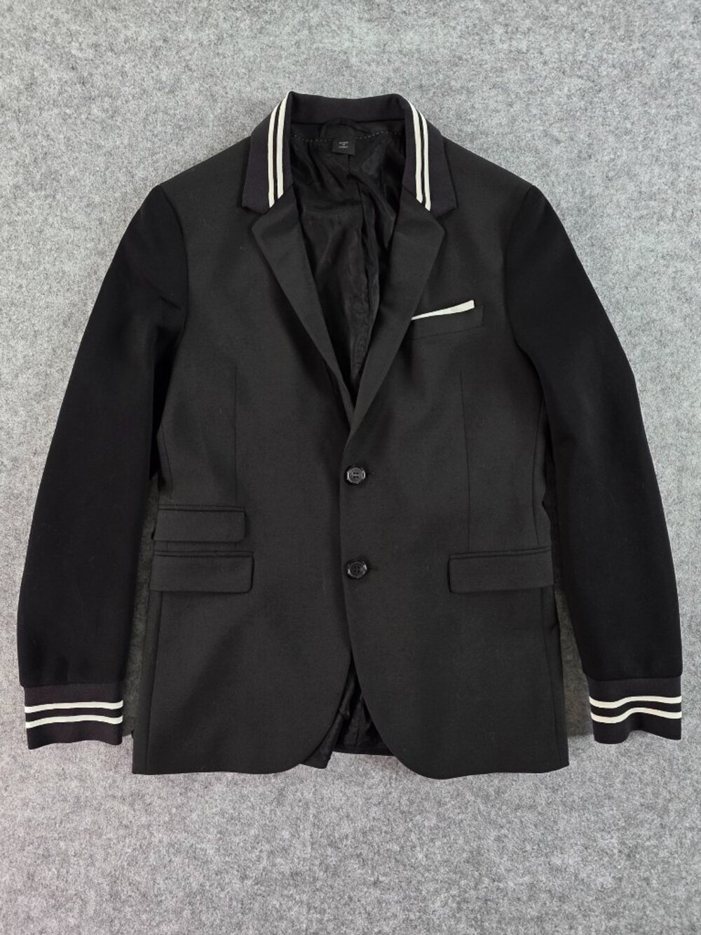 Neil Barrett Men’s Black Blazer Jacket White Stripes Size 48 fit like 38 SLIM